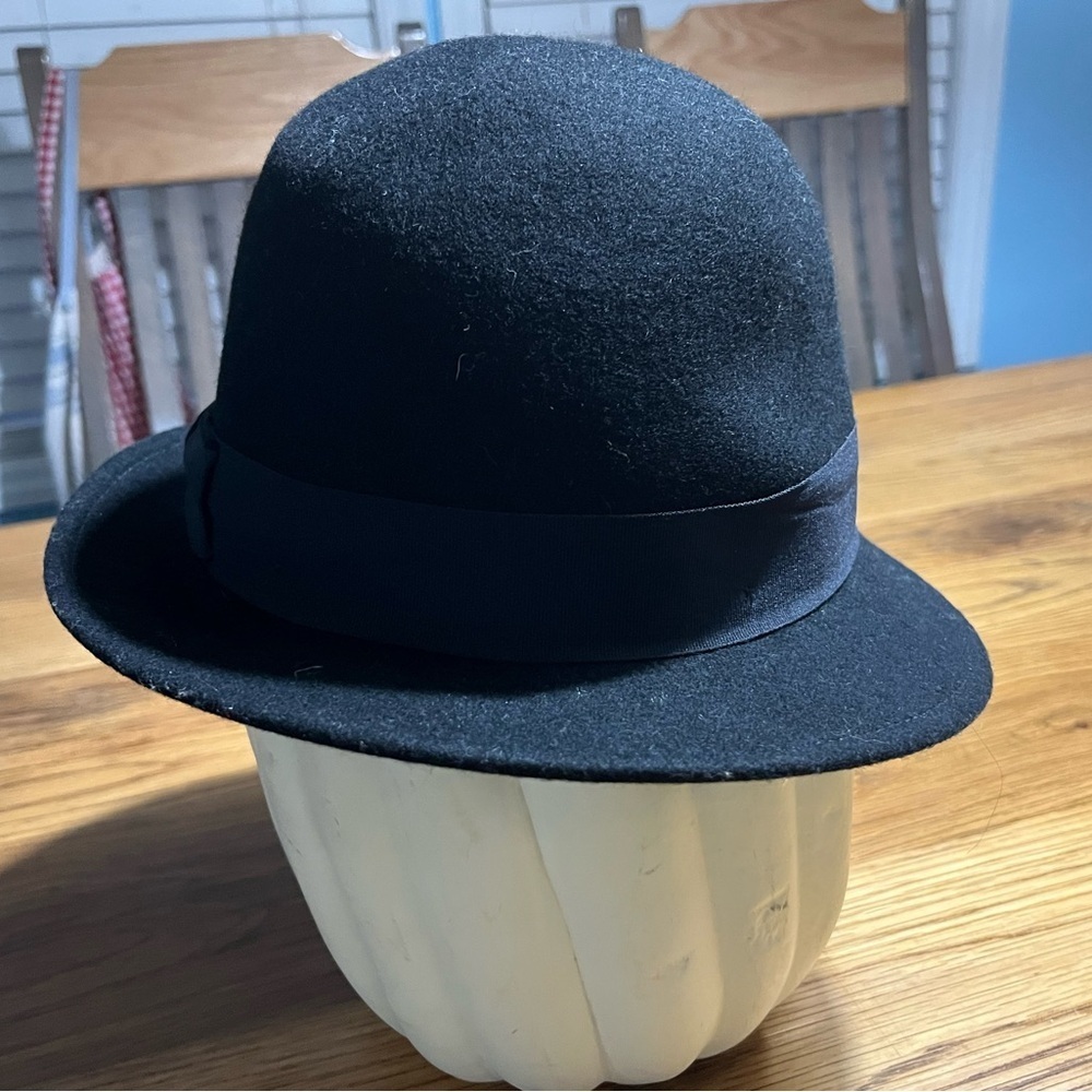 Inti Black Derby/Bowler Wool Felt Water-Repellent Hat Size Medium - Picture 7 of 9